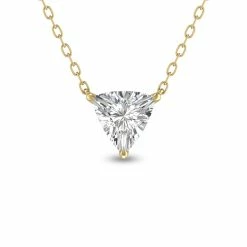 Top 10 👏 Monary Lab Grown 1/2 CTW Floating Trillion Shaped Diamond Solitaire Pendant in 14K Yellow Gold for 👩 women 💯