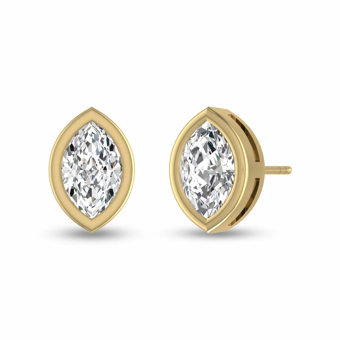 New β€οΈ Monary Lab Grown 1/4 CTW Marquise Bezel Set Diamond Solitaire Earrings in 14K Yellow Gold for π© women π - Image 3