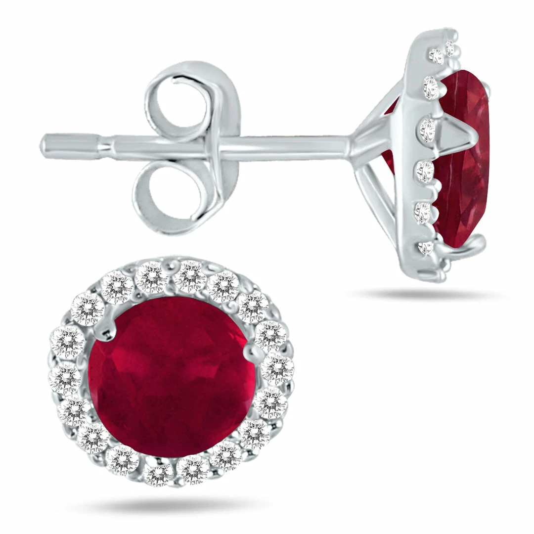 Best reviews of π₯ Monary 1 Carat Ruby and Diamond Stud Earrings in 14K White Gold for π© women π