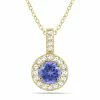 Outlet 🔥 Monary 1/2 Carat TW Halo Tanzanite And Diamond Pendant in 10K Yellow Gold for 👩 women 🥰