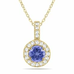 Outlet π₯ Monary 1/2 Carat TW Halo Tanzanite And Diamond Pendant in 10K Yellow Gold for π© women π₯°