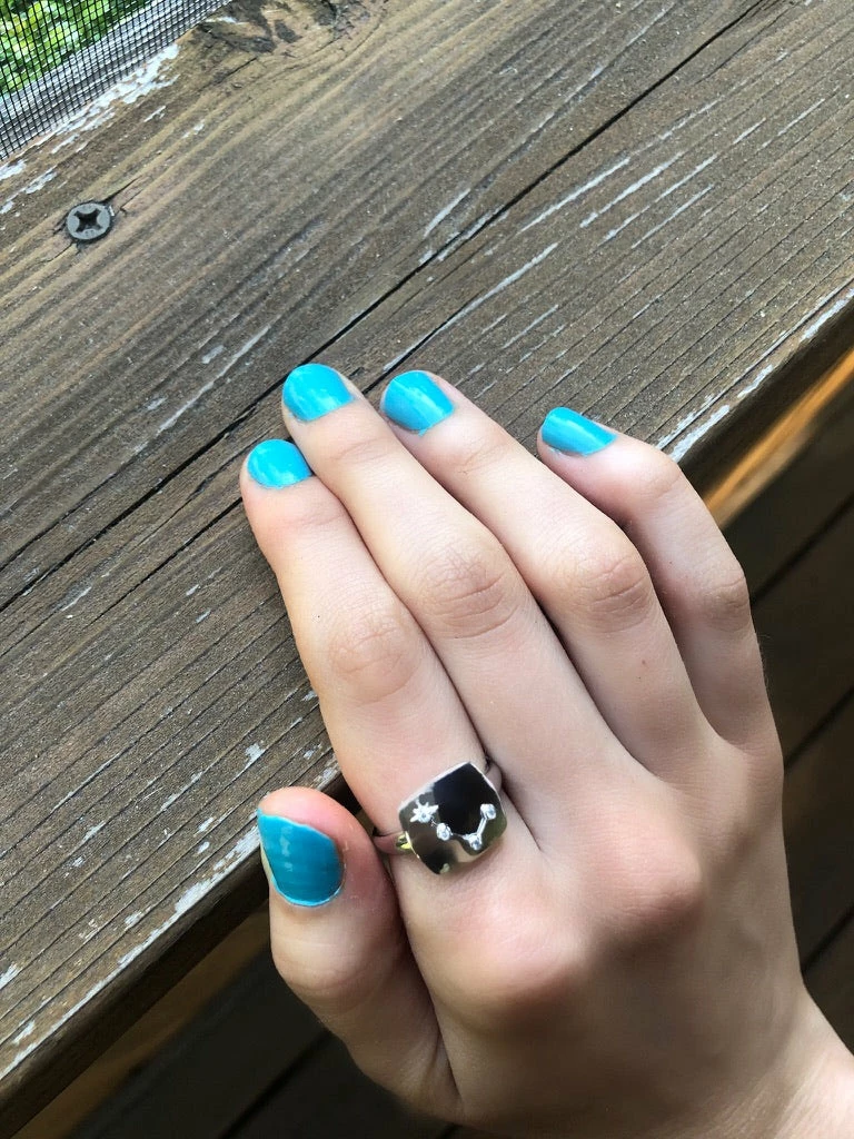 Flash Sale β Monary Aries Ram Diamond Constellation Signet Ring in Sterling Silver for π© women π - Image 2