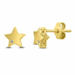Hot Sale 🤩 Monary Diamond Accent Star Earrings in 14K Yellow Gold for 👩 women 🥰