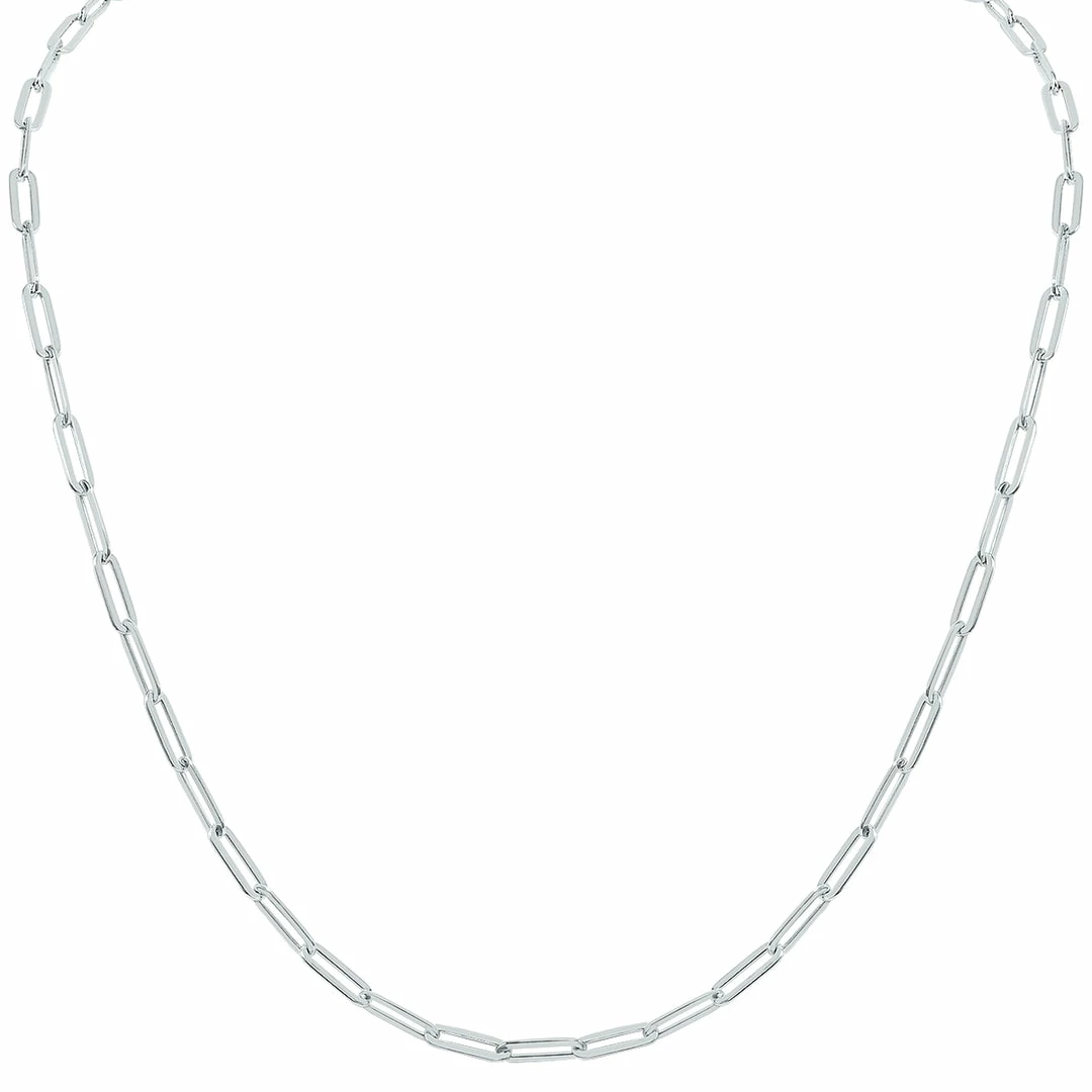 Deals π Monary Silver Rhodium 4MM Flat Paperclip Necklace With Lobster Clasp - 24 Inch for π© women π