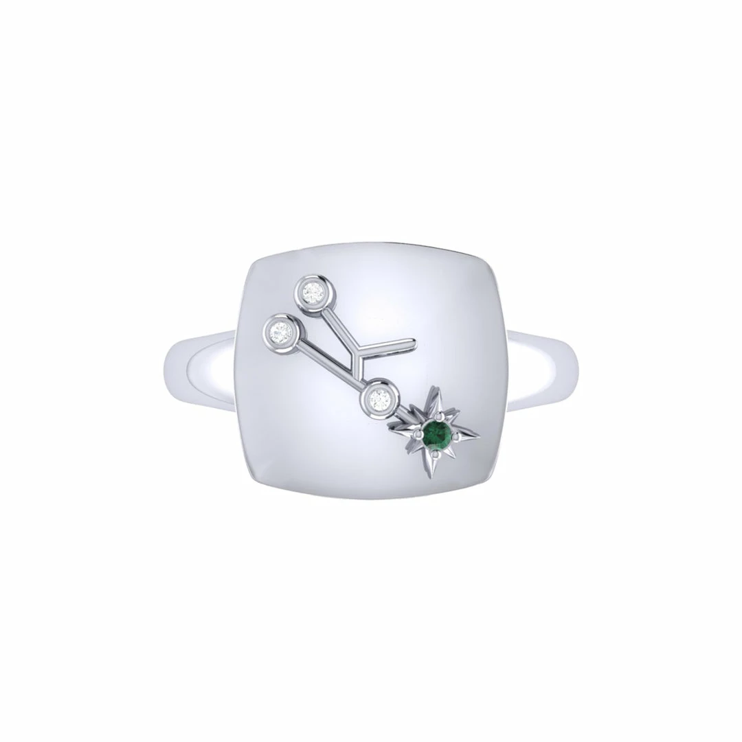 Top 10 π Monary Taurus Bull Emerald & Diamond Constellation Signet Ring in Sterling Silver for π© women π― - Image 3