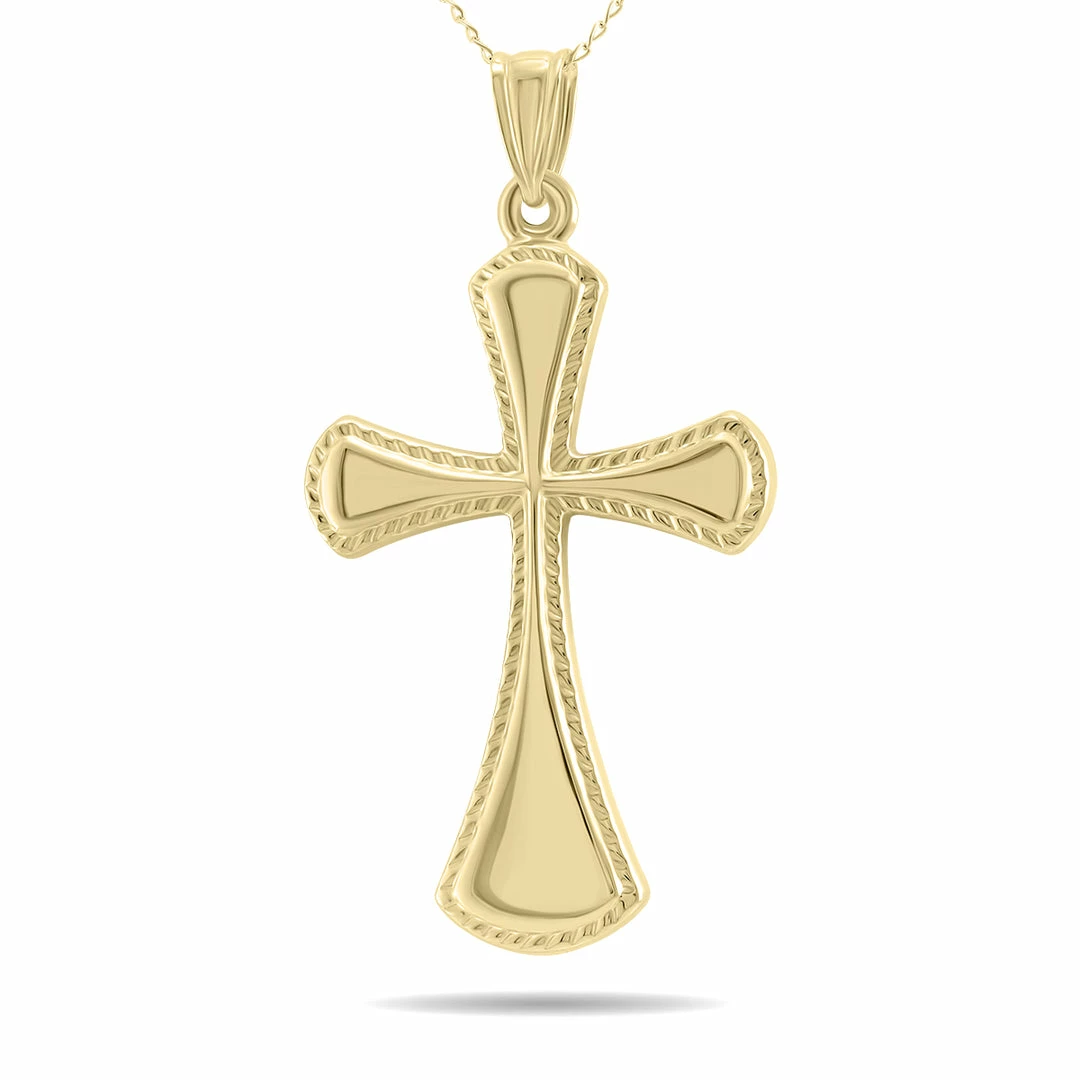 Cheapest 𧨠Monary 1oK Yellow Gold Classic Etched Cross Pendant Necklace for π© women β¨