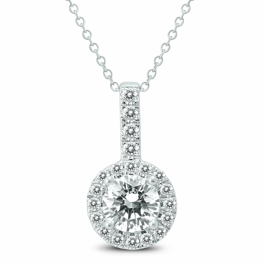 New π Monary Signature Quality 1 Carat TW Halo Diamond Pendant in 14K White Gold for π© women π