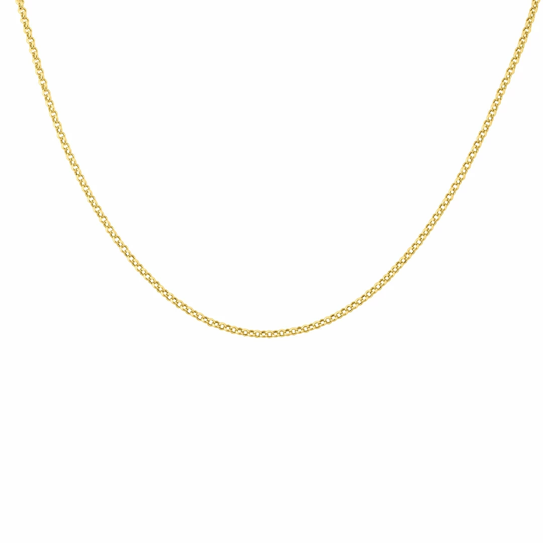 Deals βοΈ Monary 14K Yellow Gold 2.3mm Round Rolo Chain with Lobster Clasp - 18 Inch for π© women β - Image 2