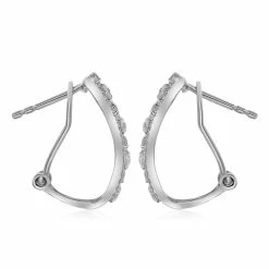 Wholesale 😉 Monary White Diamond Huggies Earrings Set in 14K White Gold for 👩 women 🎁