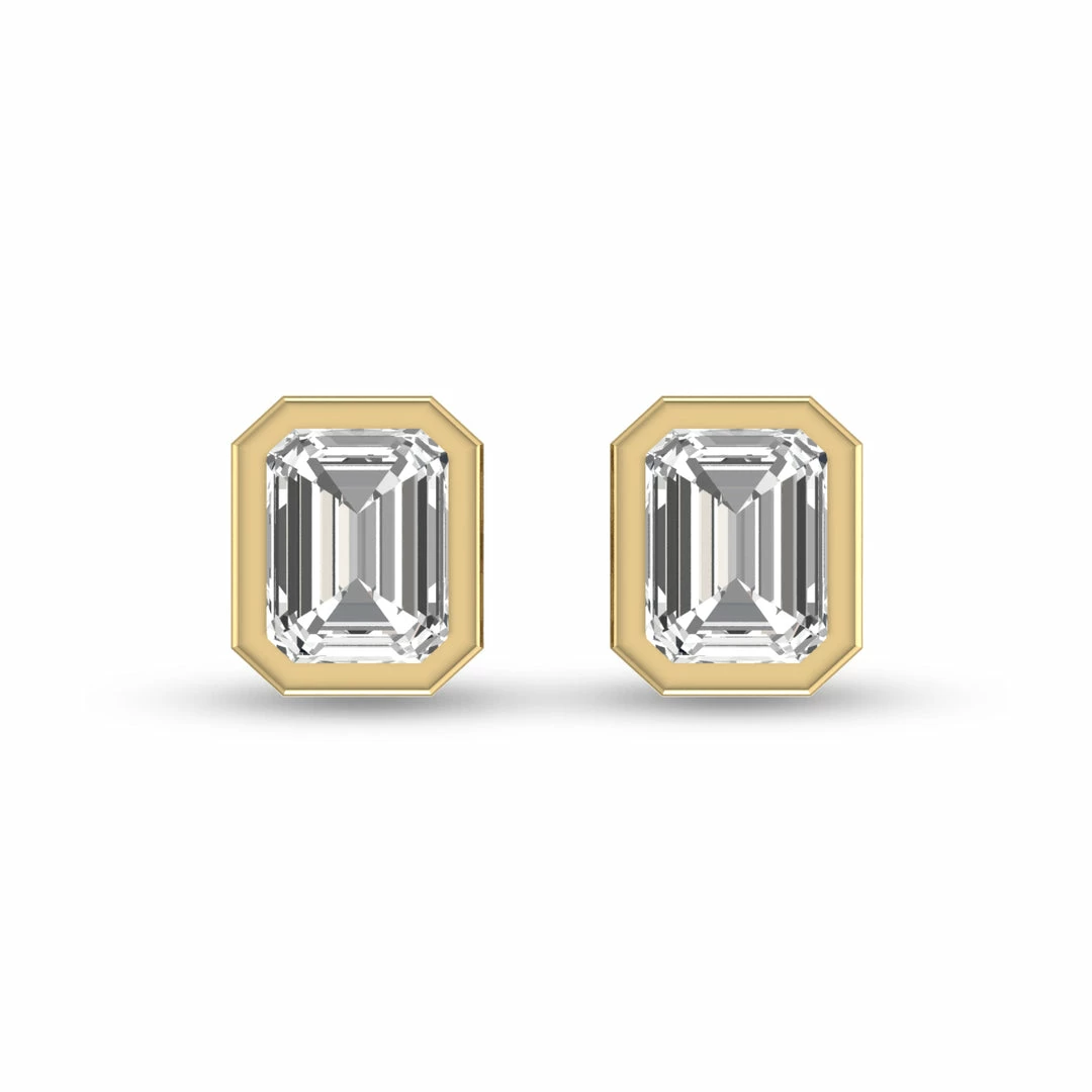 Budget π Monary Lab Grown 1/4 CTW Emerald Bezel Set Diamond Solitaire Earrings in 14K Yellow Gold for π© women π