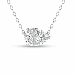 Budget 💯 Monary Lab Grown 1/4 CTW Floating Pear Shaped Diamond Solitaire Pendant in 14K White Gold for 👩 women ❤️