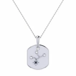 Best deal 😉 Monary Virgo Maiden Blue Sapphire & Diamond Constellation Tag Pendant Necklace in Sterling Silver for 👩 women 🎁