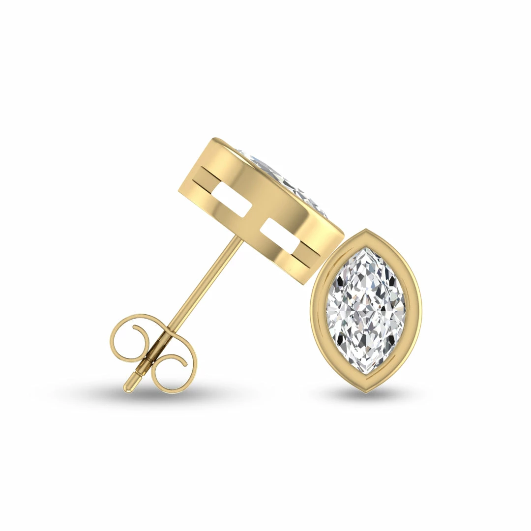 New β€οΈ Monary Lab Grown 1/4 CTW Marquise Bezel Set Diamond Solitaire Earrings in 14K Yellow Gold for π© women π - Image 2