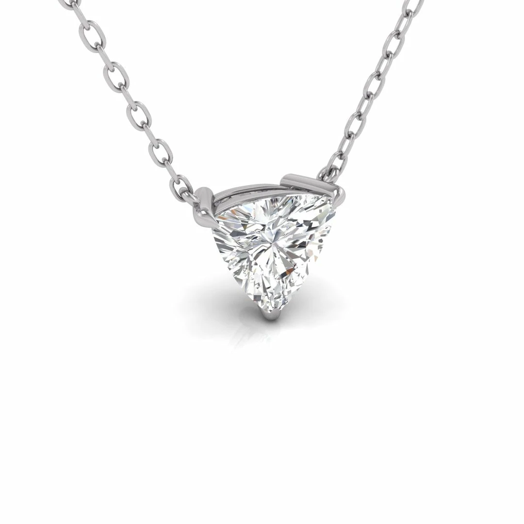 Buy β¨ Monary Lab Grown 1 CTW Floating Trillion Shaped Diamond Solitaire Pendant in 14K White Gold for π© women β - Image 4
