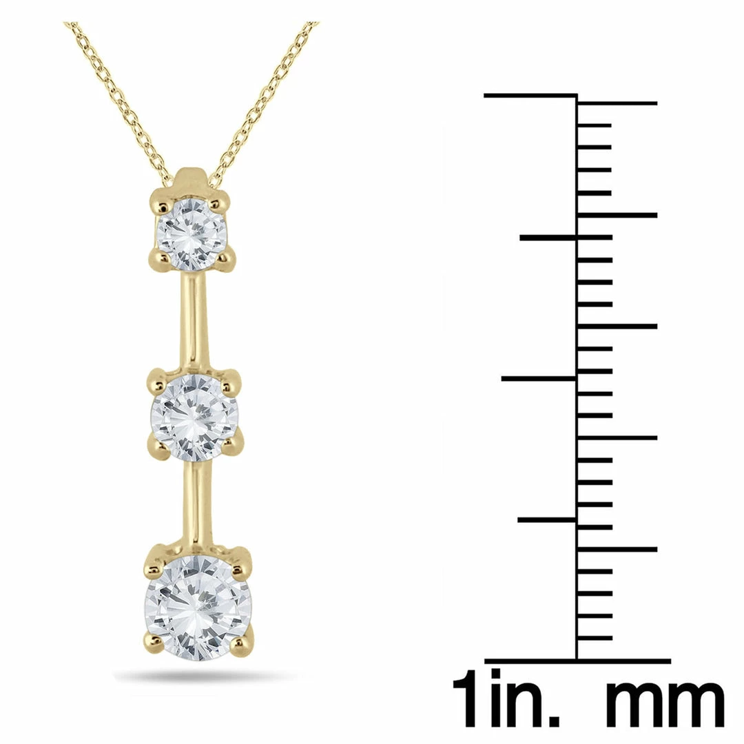 Cheap π₯° Monary 1 Carat TW Three Stone Diamond Pendant in 14K Yellow Gold for π© women β¨ - Image 2