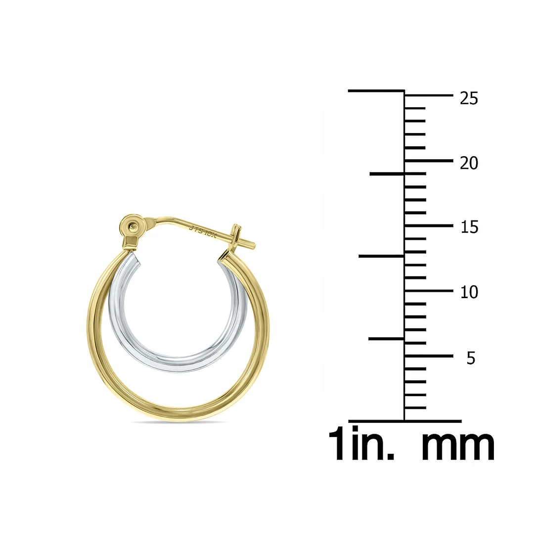 Best deal π₯ Monary 10K Two-Toned Double Round Hoop Huggie Earrings for π© women 𧨠- Image 3