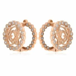 Coupon 🎁 Monary White Diamond Fashion Earrings Set in 18K Rose Gold for 👩 women 🔔
