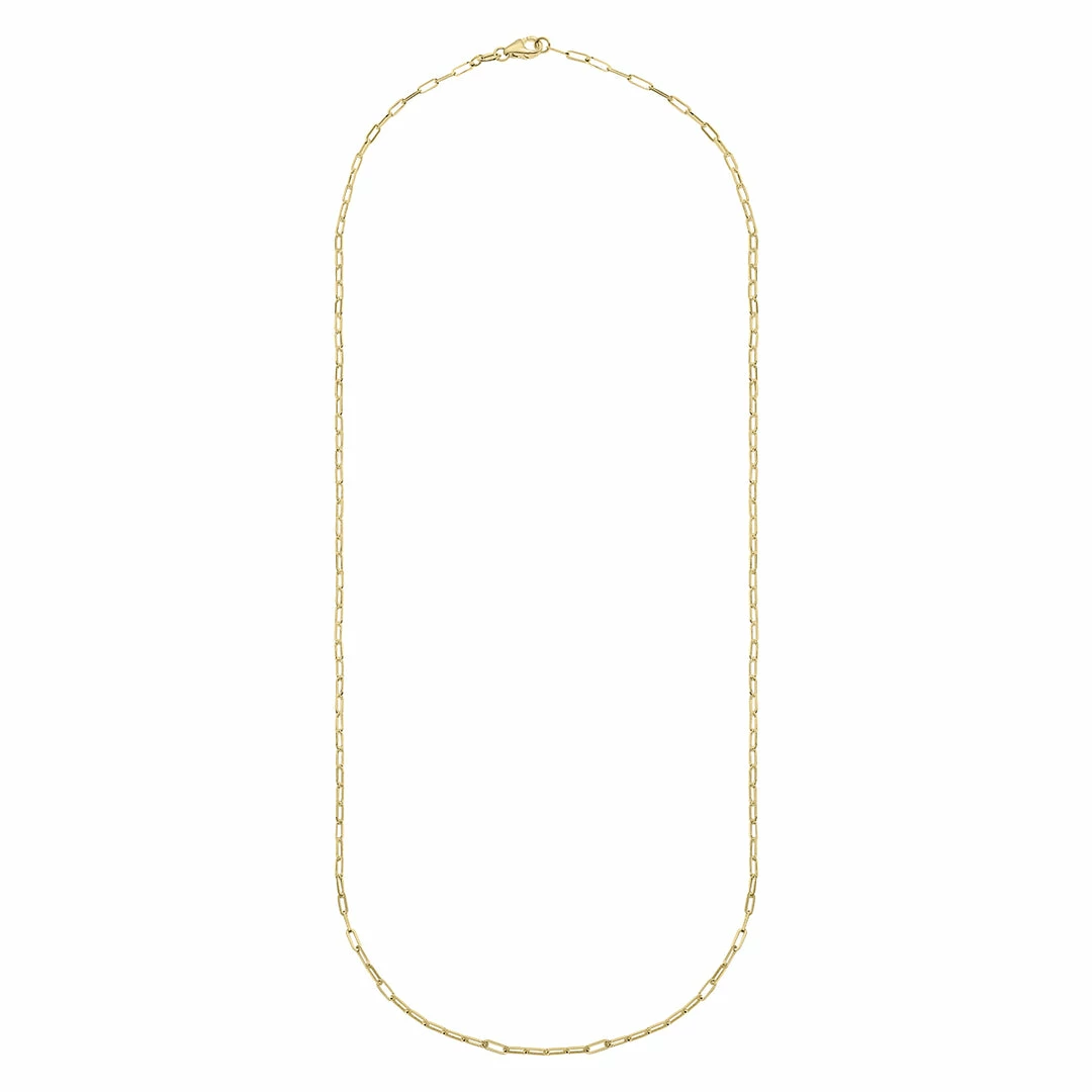 Hot Sale π Monary 14K Yellow Gold 1.5MM Paperclip Necklace With Lobster Clasp - 20 Inch for π© women 𧨠- Image 2