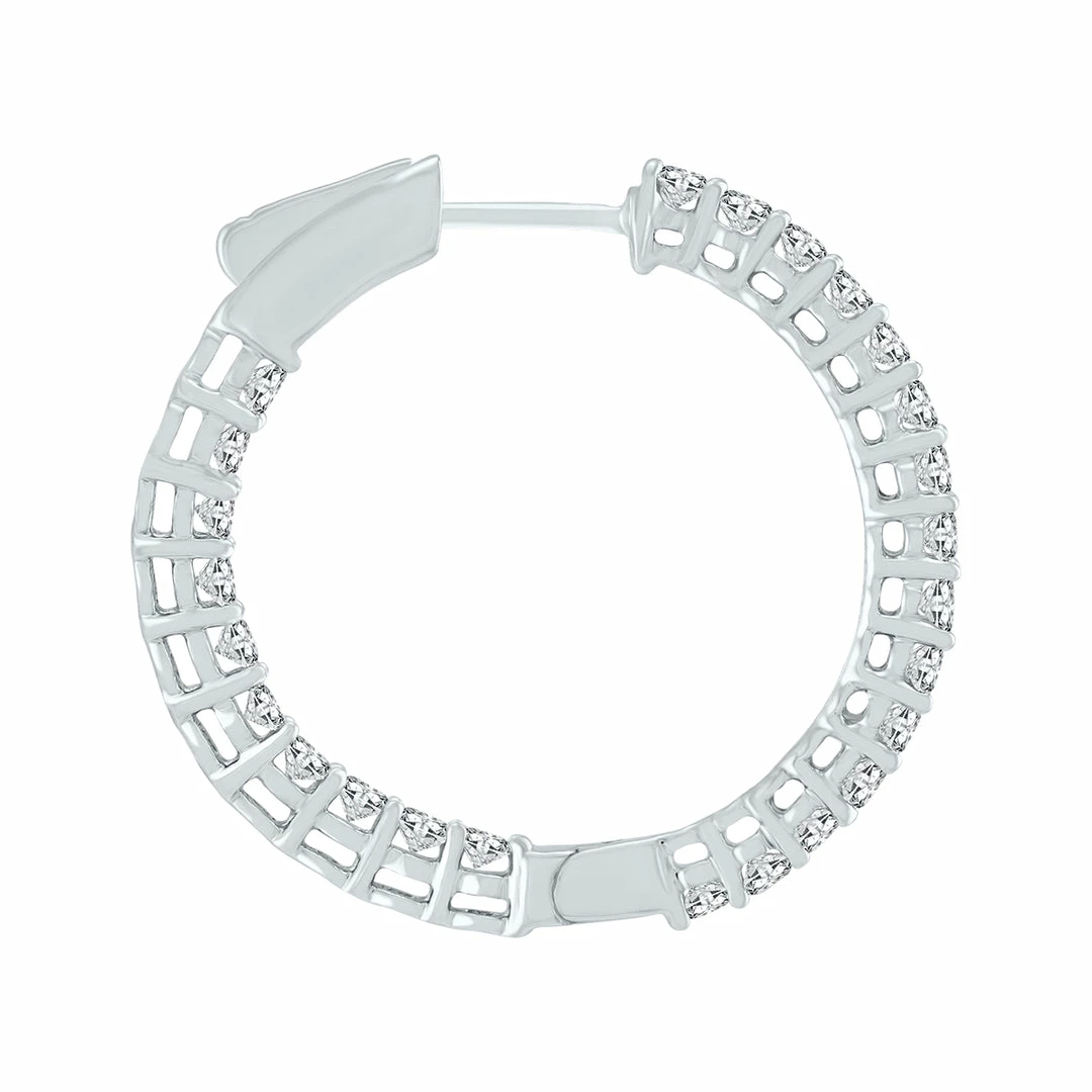 Cheapest π₯° Monary 2 Carat TW Round Diamond Hoop Earrings with Push Down Button Lock in 14K White Gold for π© women β - Image 2