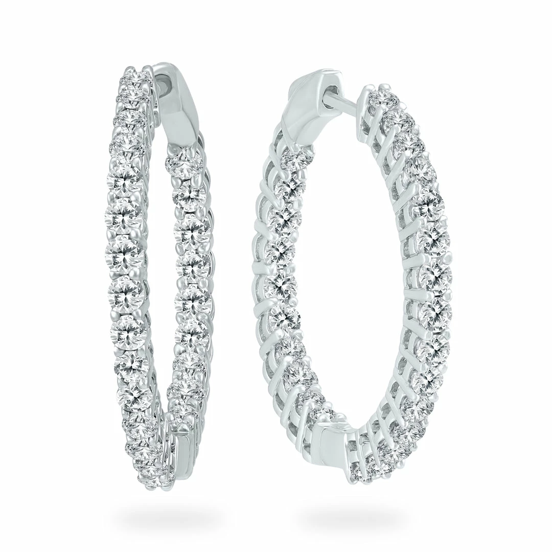 Outlet π Monary 3 Carat TW Round Diamond Hoop Earrings with Push Down Button Lock in 14K White Gold for π© women π₯°