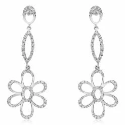 Cheap 🌟 Monary Diamond Dangle Earrings Set in 14K White Gold for 👩 women 🎁