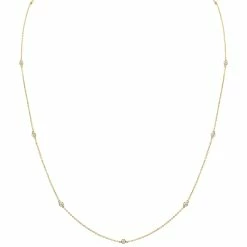 Promo 🔥 Monary 1/4 Carat TW Bezel Set Diamond Station Necklace in 14K Yellow Gold for 👩 women 🔥