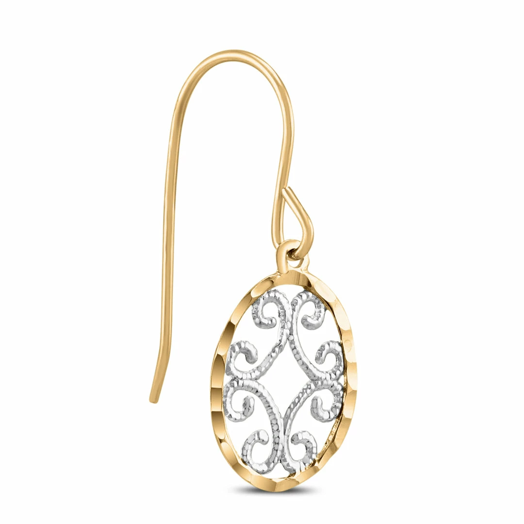 Flash Sale β¨ Monary Oval Dangle Drop Earrings in 10K Yellow Gold with White Rhodium Plating for π© women π₯° - Image 2