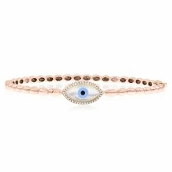 Wholesale ✔️ Monary Diamond Evil Eye Bracelet - Prong Set in 14K Rose Gold for 👩 women 😍