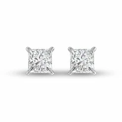 Hot Sale 💯 Monary Lab Grown 1/2 CTW Princess Cut Solitaire Diamond Earrings in 14K White Gold for 👩 women 🧨