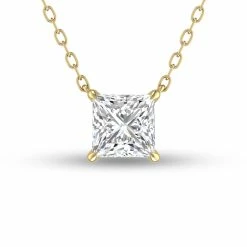 Promo 🤩 Monary Lab Grown 1 CTW Floating Princess Cut Diamond Solitaire Pendant in 14K Yellow Gold for 👩 women 👍