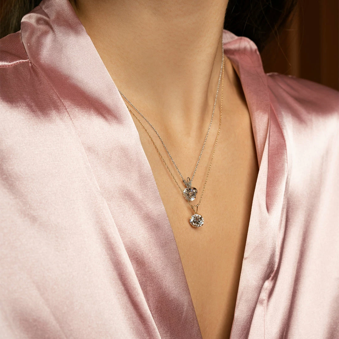 Outlet β€οΈ Monary 2 Carat Round Brilliant Moissanite Necklace in 14 Karat Yellow Gold for π© women π - Image 3