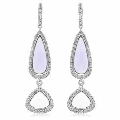 New 👏 Monary Purple Amethyst & Diamond Dangle Earrings Set in 18K White Gold for 👩 women 👍