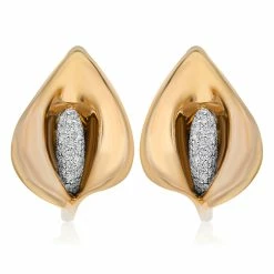 Wholesale 😍 Monary White Diamond Unique earrings - Set in 18K Two Tone Gold for 👩 women 💯