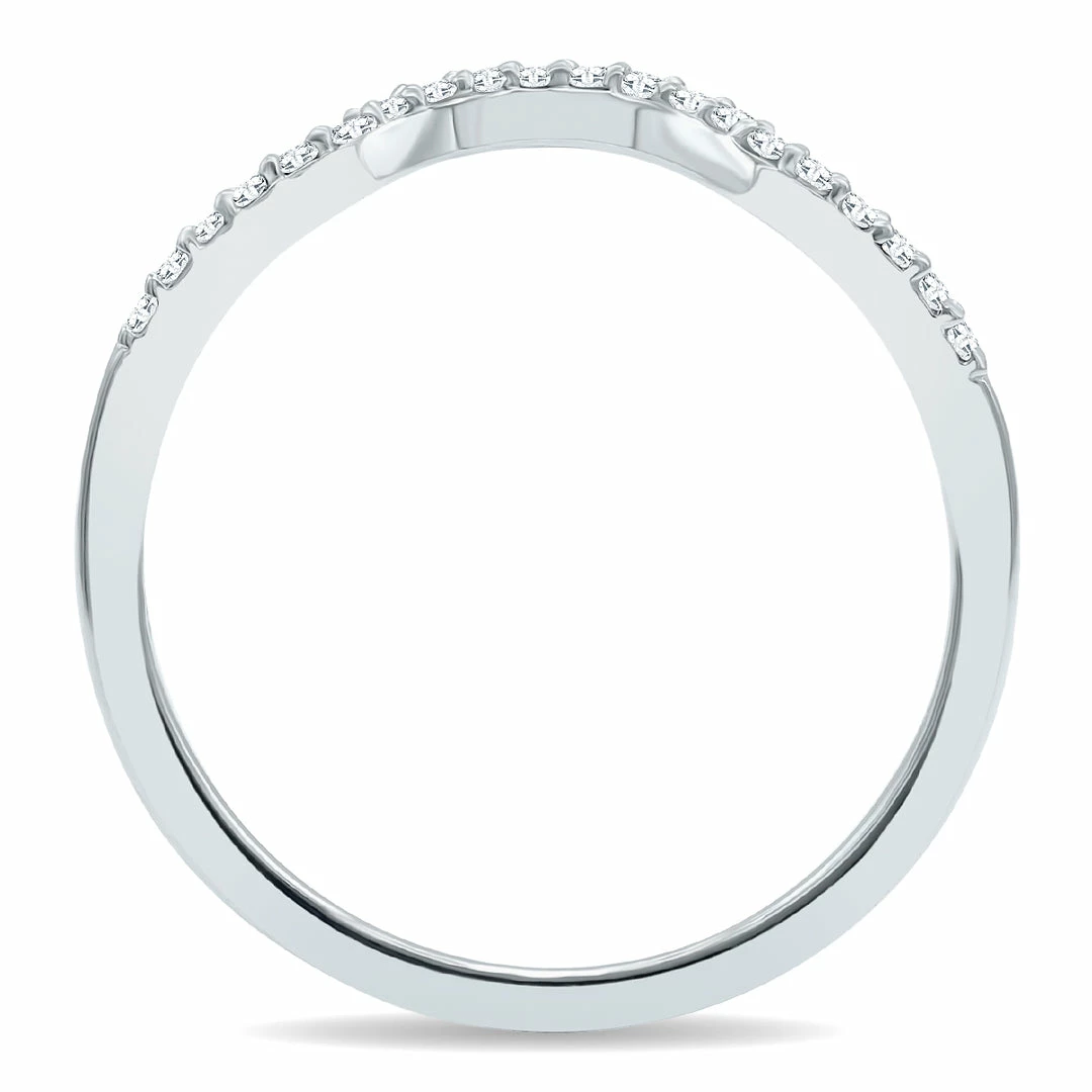 New βοΈ Monary π© Women's 1/10 Carat TW Curved Diamond Wedding Band in 10K White Gold β¨ - Image 3