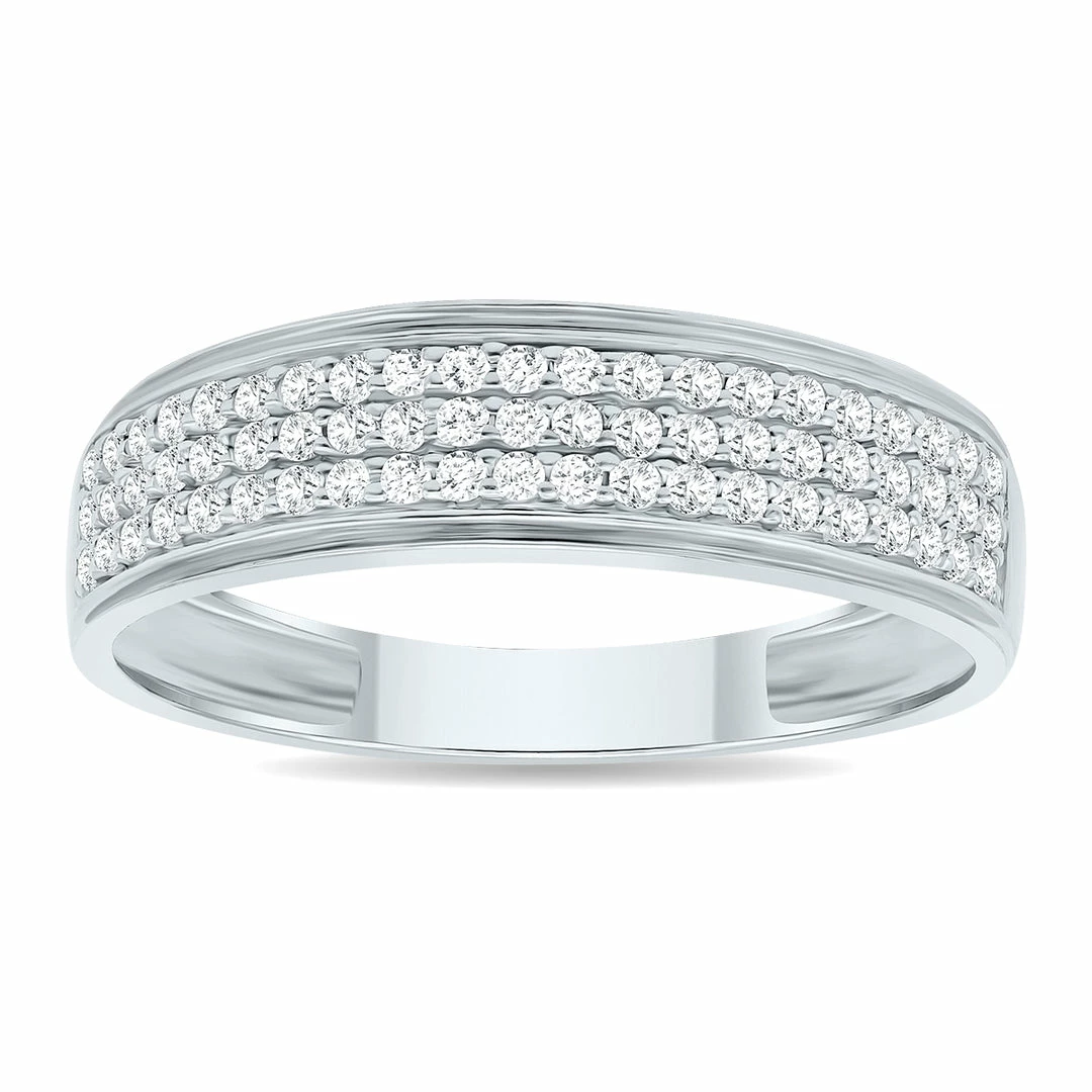 Outlet π Monary π© Women's 1/3 Carat TW Round Diamond Rave Wedding Band in 10K White Gold π