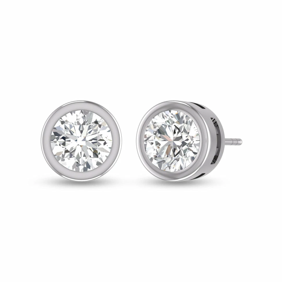 Deals 𧨠Monary Lab Grown 3/4 CTW Round Bezel Set Solitaire Diamond Earrings in 14K White Gold for π© women π - Image 3