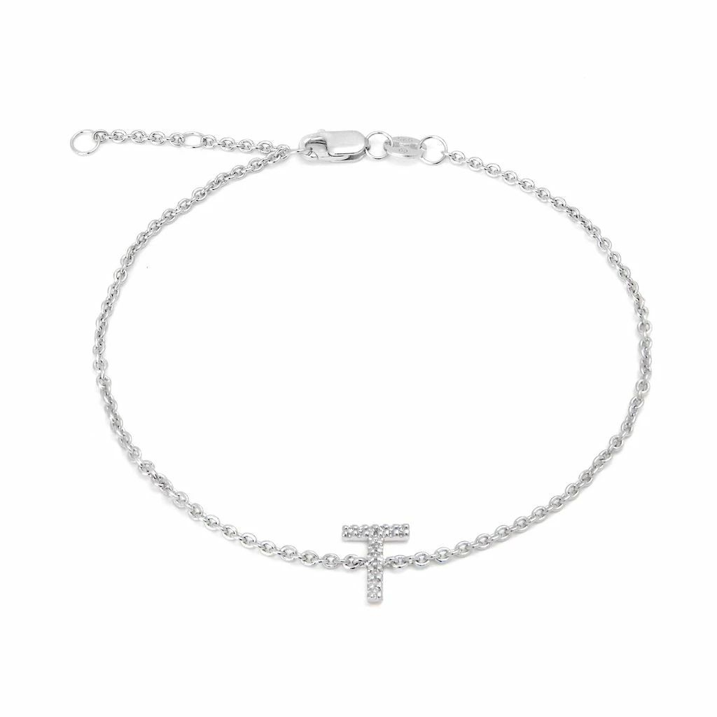 Coupon π Monary Silver Diamond "T" Initial Bracelet 7+1" for π© women π§¨
