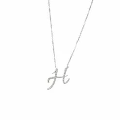 Budget ⭐ Monary Diamond Script Initial Necklace (Wg/ 16+2") for 👩 women 😍