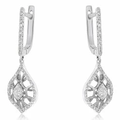 Flash Sale 😀 Monary Diamond Dangle Earrings Set in 14K White Gold for 👩 women ❤️