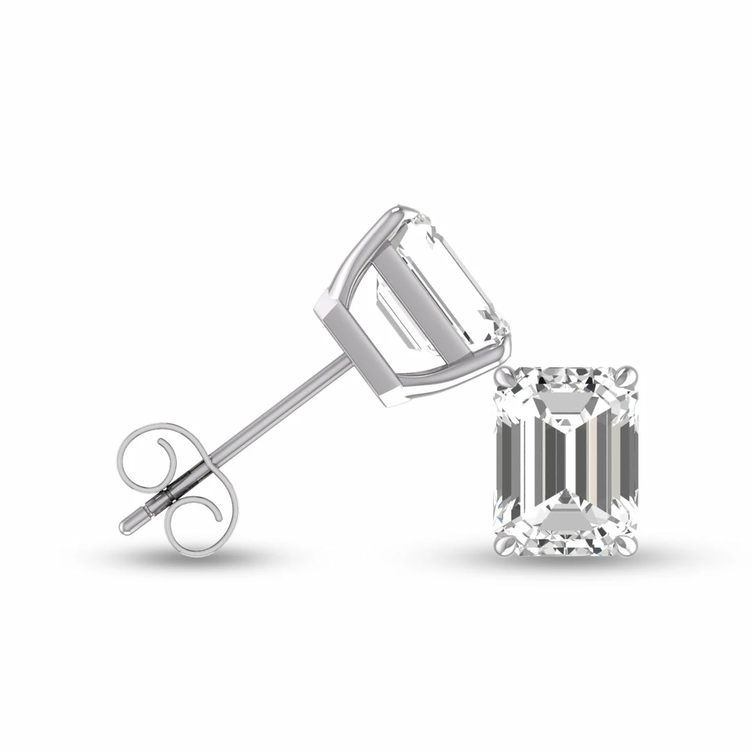 Best reviews of π Monary Lab Grown 1/4 CTW Emerald Cut Solitaire Diamond Earrings in 14K White Gold for π© women π - Image 2