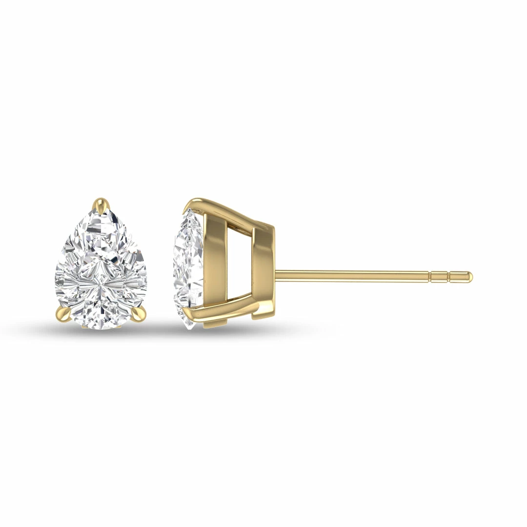 Promo β€οΈ Monary Lab Grown 3/4 CTW Pear Shaped Solitaire Diamond Earrings in 14K Yellow Gold for π© women β - Image 4