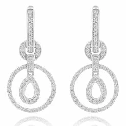 Best Sale ⌛ Monary White Diamond Fashion Earrings Set in 14K White Gold for 👩 women 🎁