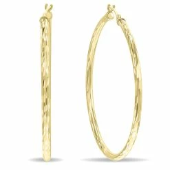 Best reviews of ⌛ Monary 14K Yellow Gold Shiny Diamond Cut Engraved Hoop Earrings (40mm) for 👩 women ✨