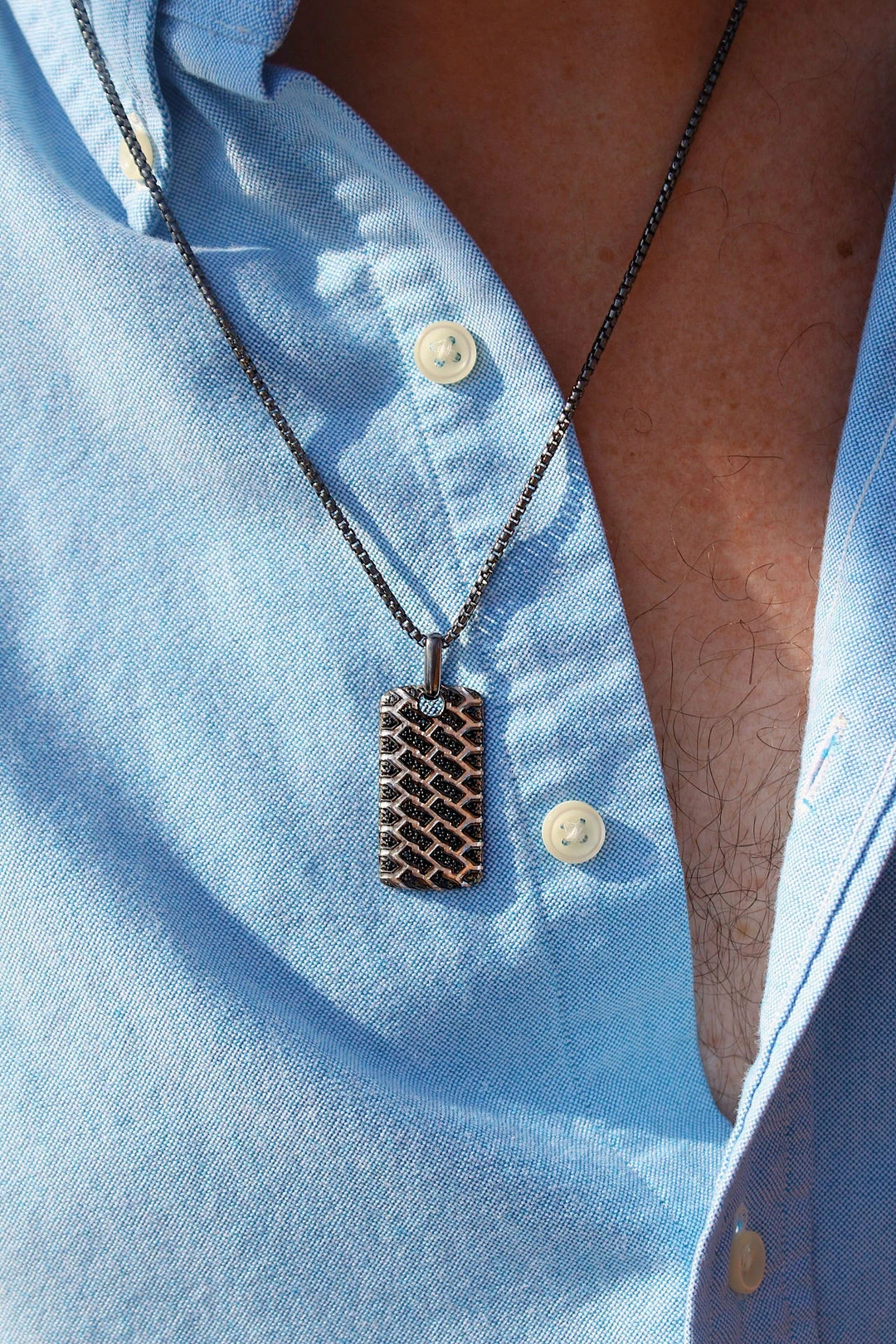 Coupon π Monary Fast Track Black Rhodium Plated Sterling Silver Tire Tread Black Diamond Tag for men β¨ - Image 2