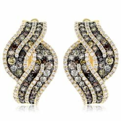 Best Sale 🥰 Monary Multi Color Diamond Huggies Earrings Set in 18K Yellow Gold for 👩 women 🎉