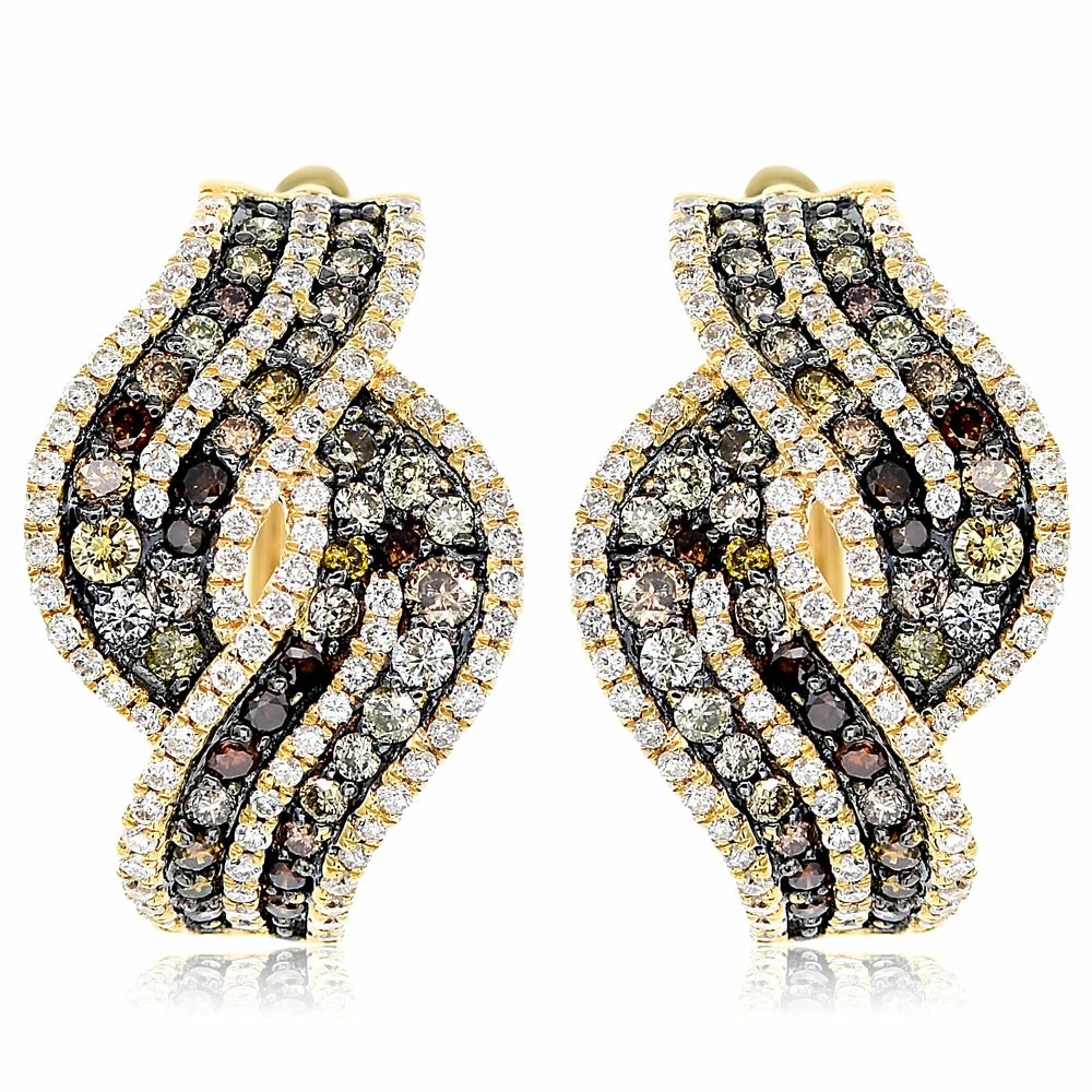 Best Sale π₯° Monary Multi Color Diamond Huggies Earrings Set in 18K Yellow Gold for π© women π