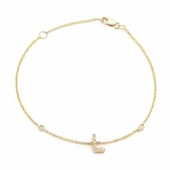 Best reviews of ✔️ Monary Diamond Initial Fashion Bracelet "L" (14k) (6+1") for 👩 women 🎁