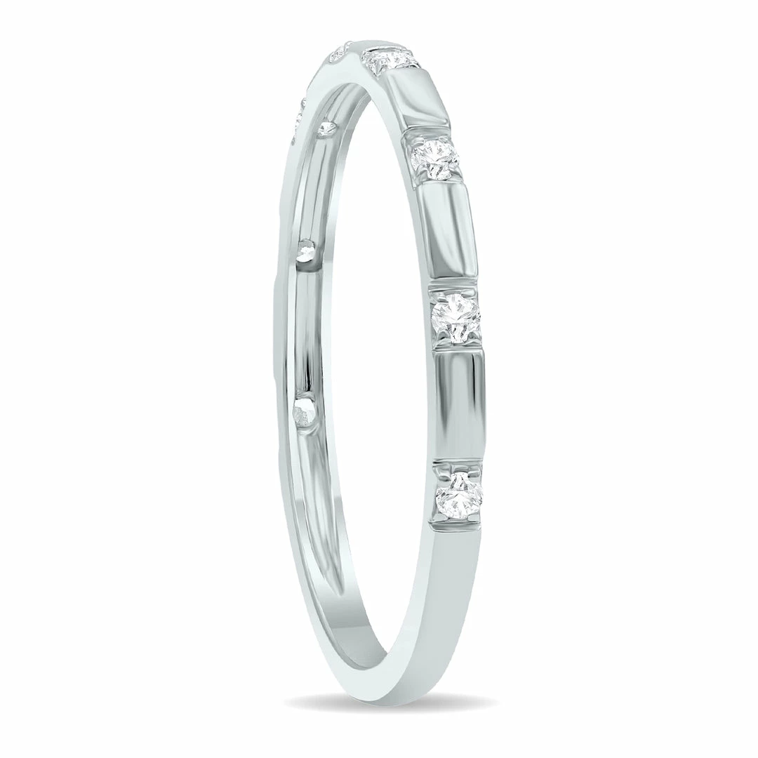 Discount β Monary π© Women's 1/10 Carat TW Thin Diamond Wedding or Fashion Band in 10K White Gold π₯° - Image 2