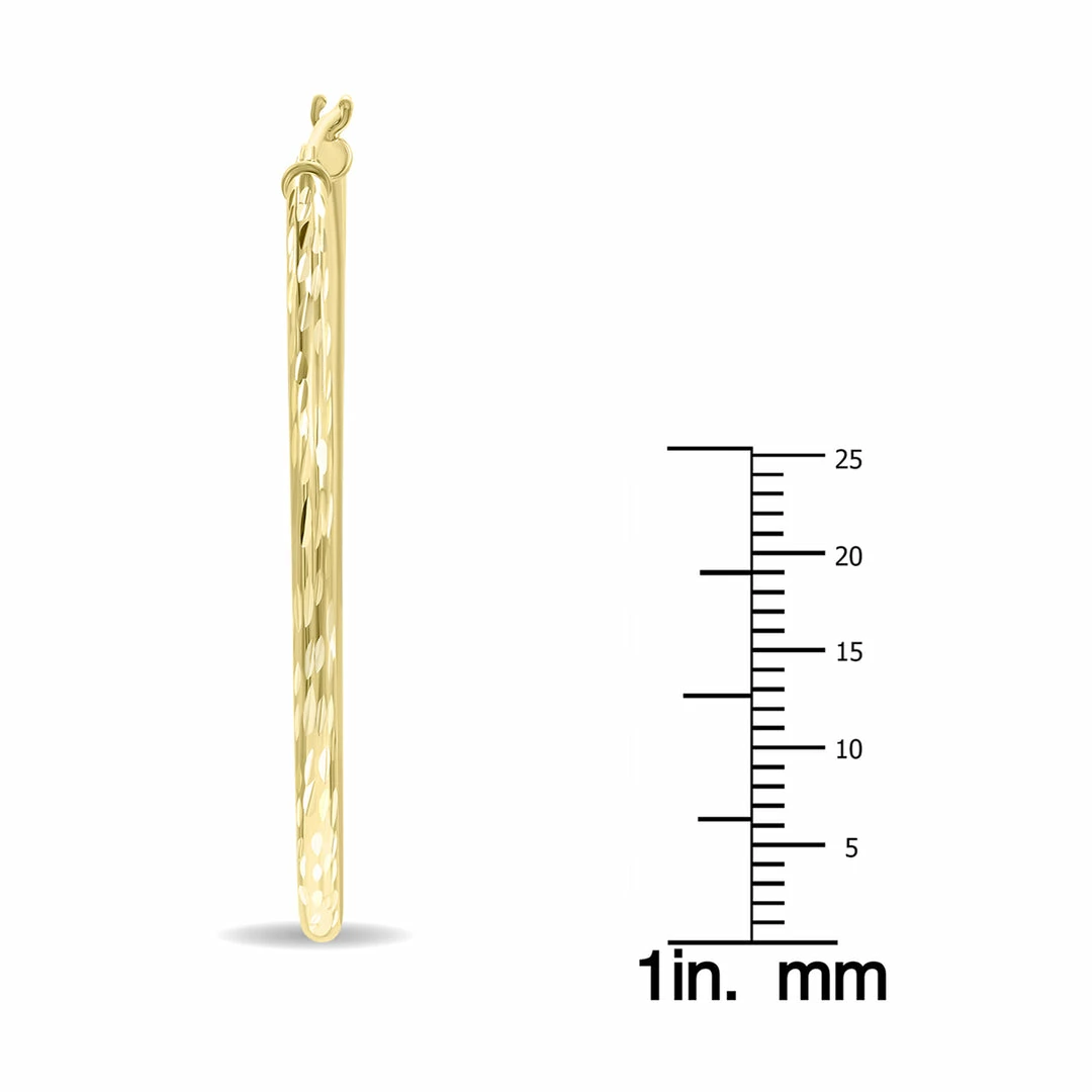 Deals β¨ Monary 10K Yellow Gold Shiny Diamond Cut Engraved Hoop Earrings (40mm) for π© women β€οΈ - Image 4