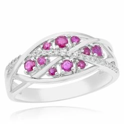 Brand new 😀 Monary Red Ruby & Diamond Ring for 👩 women 🛒
